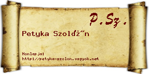 Petyka Szolón névjegykártya